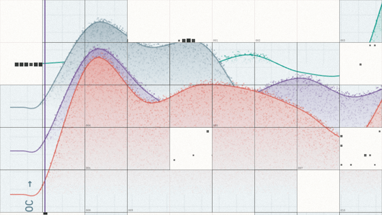 Viral fitness curves drawn over a grid.