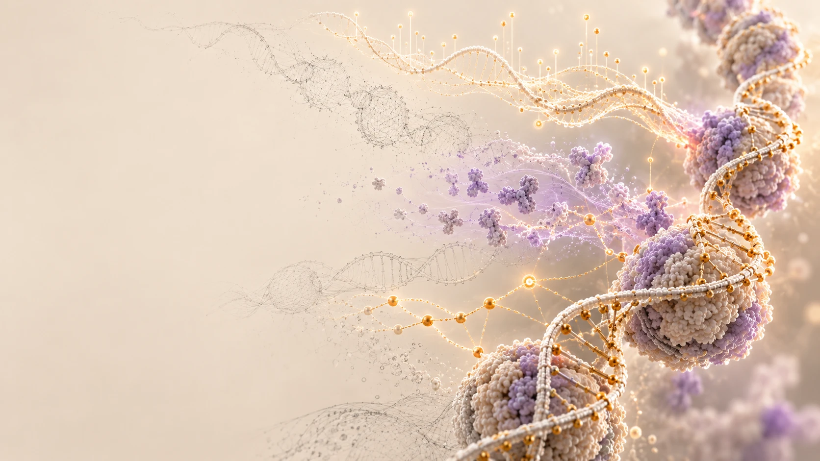 Chromatin, nucleosomes, and a DNA helix resolving from a point cloud into structure